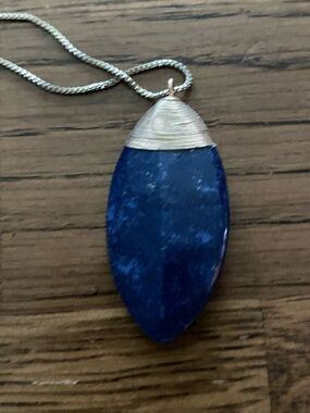 J Jill Gold Tone Adjustable Strand Lapis Pendant Necklace